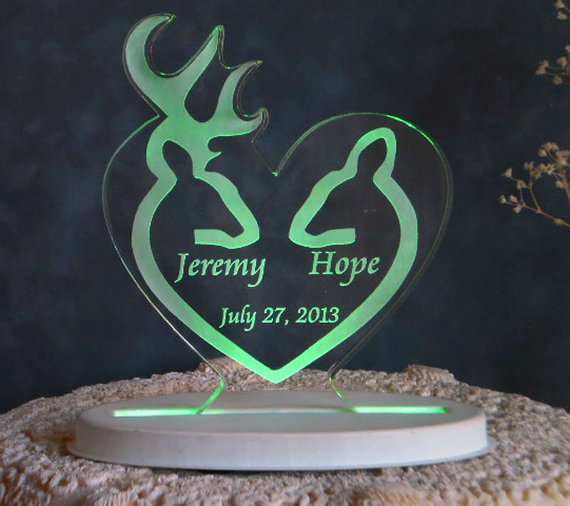 Wedding - Buck and Doe Wedding Cake Topper  - Engraved & Personalized