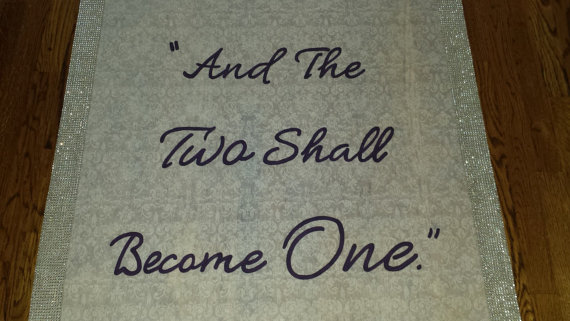 Hochzeit - Wedding Aisle Runner with "And The Two Shall Become One" quote (any color and other fonts are available).