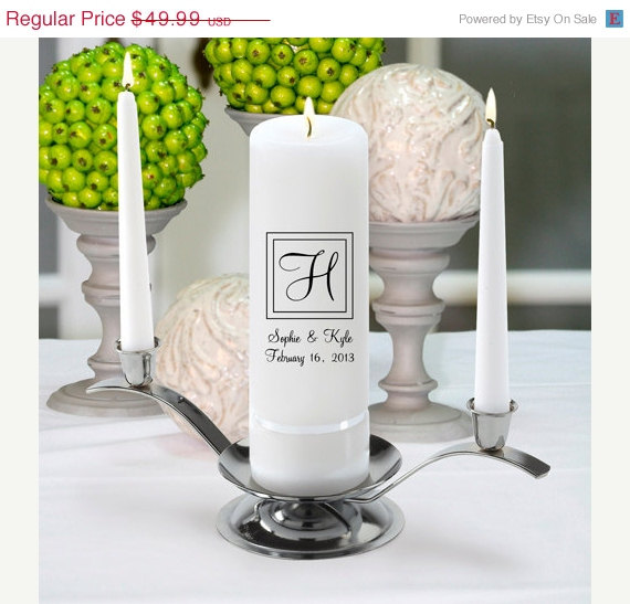 Wedding - Personalized Wedding Unity Candle Set - Monogram Wedding Candle - Personalized Wedding Candles_330