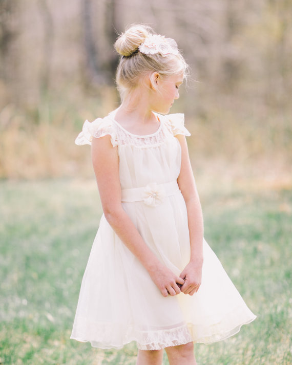 Hochzeit - ivory Flower Girl ,Wedding Dress,ivory Lace Dress, ivory  Dress, ivory Girls Dress-Flower Girl Dress Lace dress, ivory birthday dress