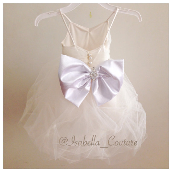 Mariage - Flower Girl Dress - Lace Dress - Girls Lace Dress - Big Bow Dress - CAPRI DRESS (SHORT) - Wedding Dress by Isabella Couture