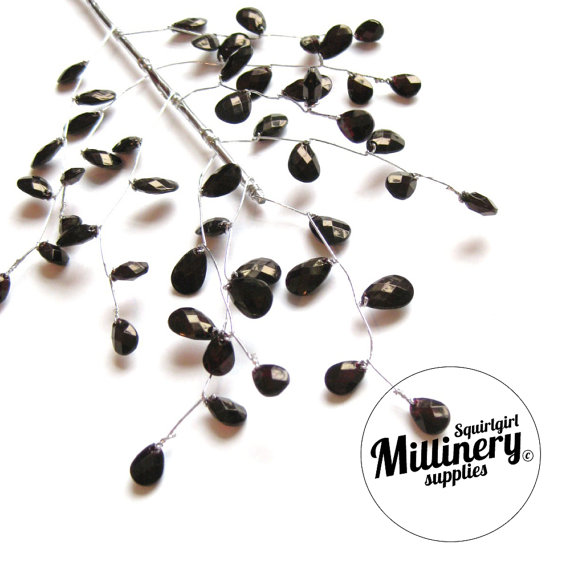 Mariage - Large Super Deep Dark Burgundy / Black Acrylic Jewel Wire Stem for Millinery and  Wedding Flower Bouquets