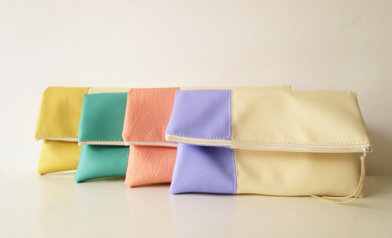 Mariage - Set of Bridesmaids clutches, Ivory clutch bags, Fold over purse, Ivory, Cream, Gift, Wedding gift, Bridesmaids gift