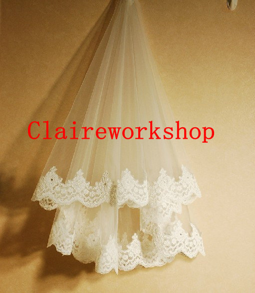 Mariage - Luxury rhinestone bride wedding veils white/ ivory  150-175cm design