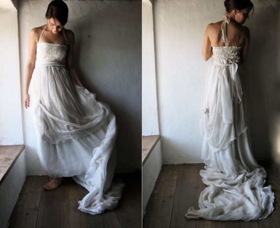 Hochzeit - Wedding dress, Boho wedding dress, Wedding gown, Hippie wedding dress, Bridal gown, Alternative wedding dress, Silk wedding dress, Chiffon