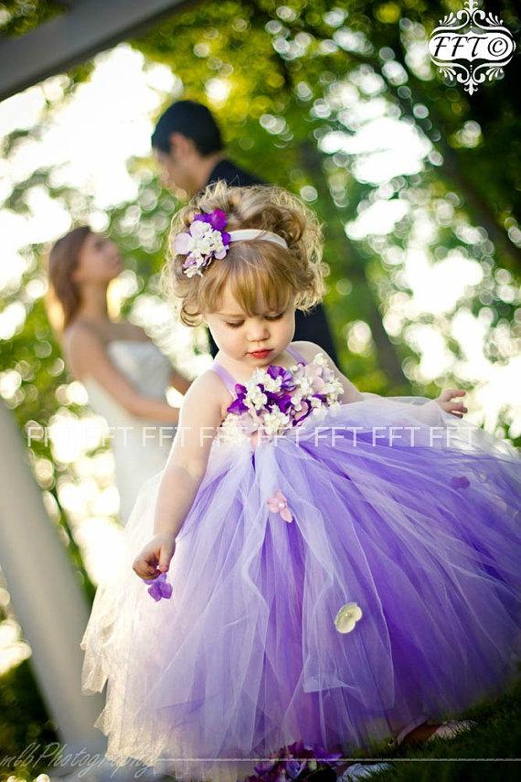 Wedding - Purple, Flower Girl Dress, Lavender, Ombre, Tutu Dress, Newborn-24m, 2t,2t,4t,5t, 6, birthday