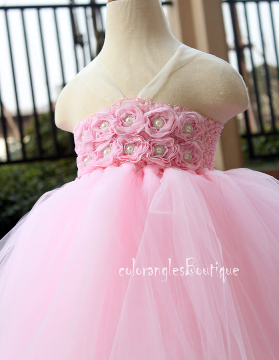 زفاف - Pink tutu dress Flower Girl Dress baby dress toddler birthday dress wedding dress 1T 2T 3T 4T 5T 6T