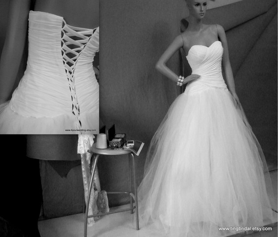 زفاف - Jess Dress---Dropped waist sweetheart chiffon tulle wedding gown