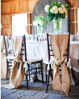 Hochzeit - Burlap chair sash - Rustic wedding