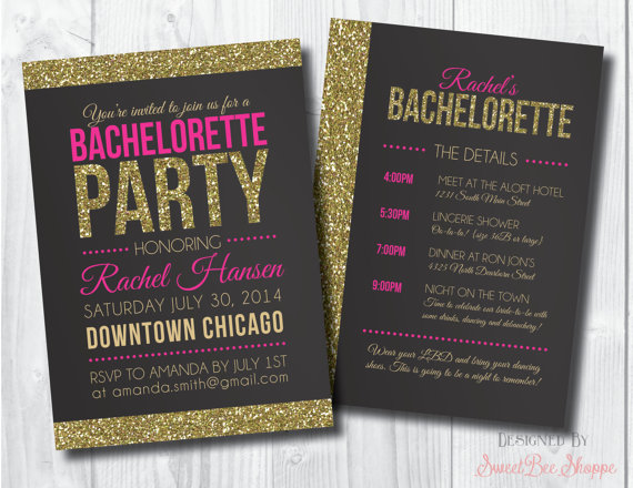 Hochzeit - Bachelorette Invite, Bachelorette Party Invite, Glitter Bachelorette Invitation, Glitter Invitation (Customizable & Printable)
