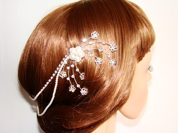 Mariage - Bridal Comb Hair Chain, Bridal Hair Chain, Bridal Head Piece, Wedding Accessory, Bridal Hair Accessory, Wedding Hair Accessories