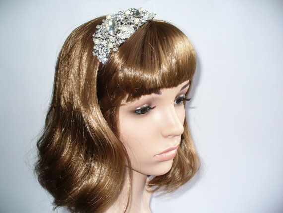 Hochzeit - Statement Wedding Headpiece - Alice Rhinestone Bridal Headband - Wedding Hair Accessory - Rhinestone Bridal Headpiece