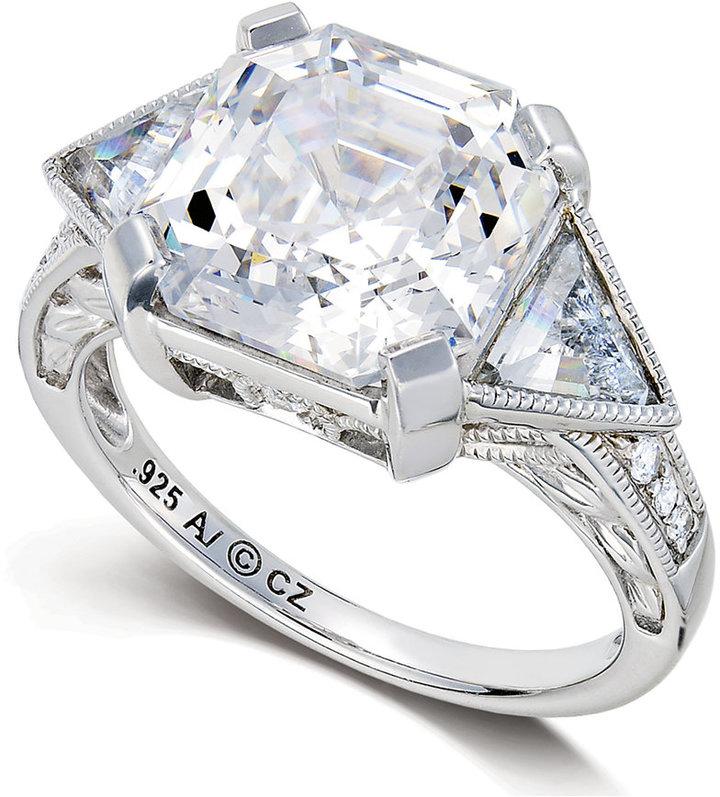 Hochzeit - Arabella Sterling Silver Ring, Swarovski Zirconia Engagement Ring (10-1/3 ct. t.w.)