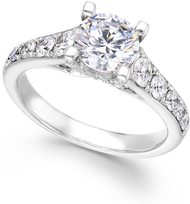 Hochzeit - X3 Certified Diamond Engagement Ring in 18k White Gold (2-1/4 ct. t.w.)