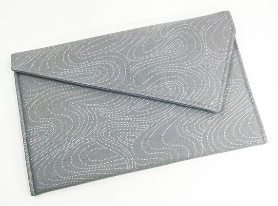 Mariage - Envelope Clutch Purse - Grey with Silver - Wedding Clutch, Bridesmaid Clutch, New Years Eve Party Clutch (LIMITED EDITION)