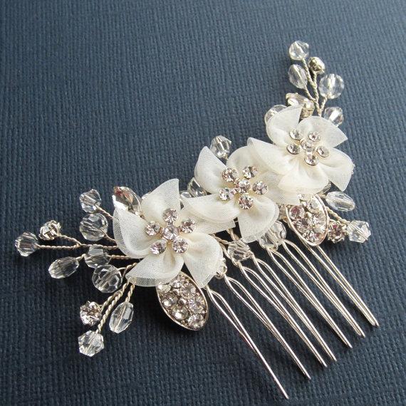 زفاف - Flower Bridal Comb, EMILY HAIR COMB, Bridal hair comb, Wedding hair accessories, Bridal Headpieces,