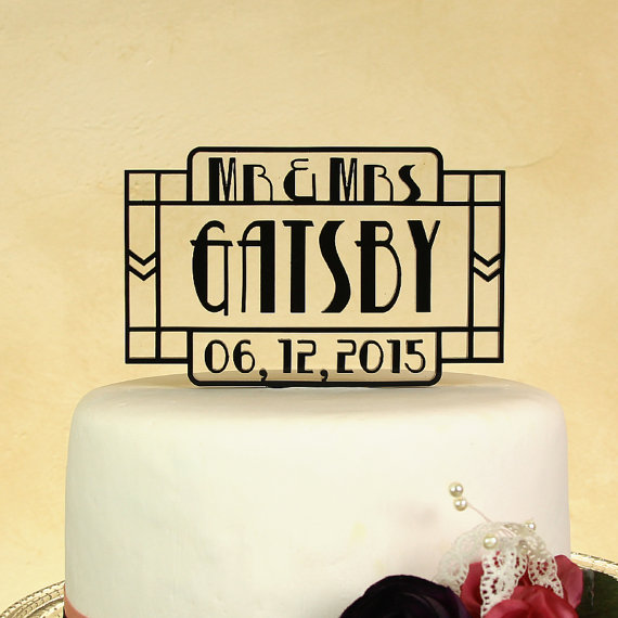Wedding - Wedding cake topper Mr. and Mrs. personalized and dated with floating letters includes display base by Distinctly Inspired (style GD-1)