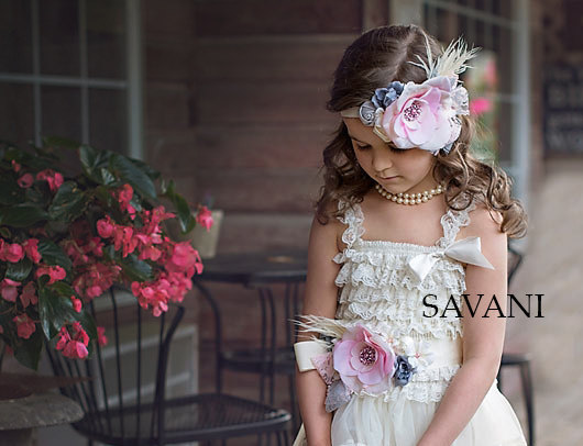 زفاف - FLOWER Girl dress , 3 pcs, ivory  lace dress,headband and clip, flower girl,Baby Girl Photo Prop,baby gift