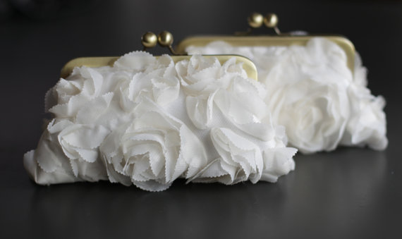 Wedding - Fairy Tale Wedding - Rosette Ivory Clutch