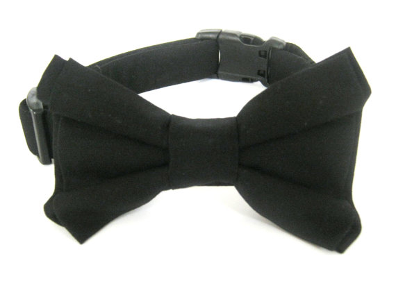 Wedding - Bow Tie Dog Collar Black Bow Tie Collar Large Collar With Bow Tie Bowtie Collar Wedding Dog Collar Pet Collar Dog Collar