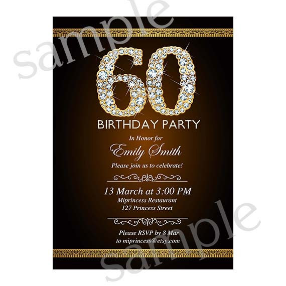 Mariage - Premade Invitation Card Design －50 60 70 any age  Gold Glitter Birthday Party Invitation Card Design Elegant - card 12