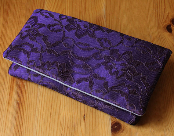 Hochzeit - The AMELIA CLUTCH - Blackberry Purple and Eggplant Lace Clutch - Wedding Clutch Purse - Lace Wedding Clutch, Dark Purple Clutch