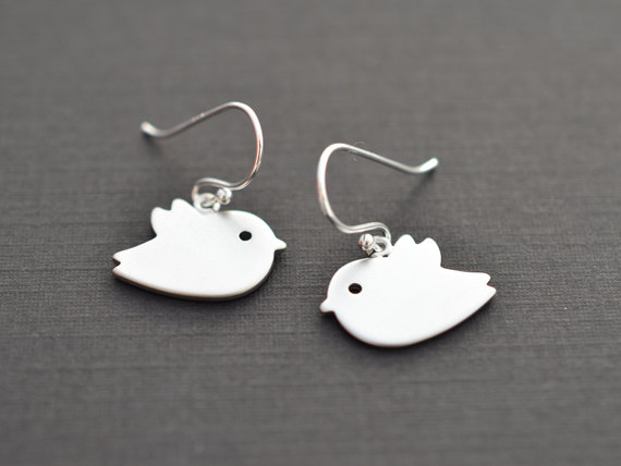 Mariage - SALE, Cute bird silver earrings, Bridal Earrings, Wedding jewelry, Mother gift, Anniversary gift, Valentines gift, Clip earrings, Gift