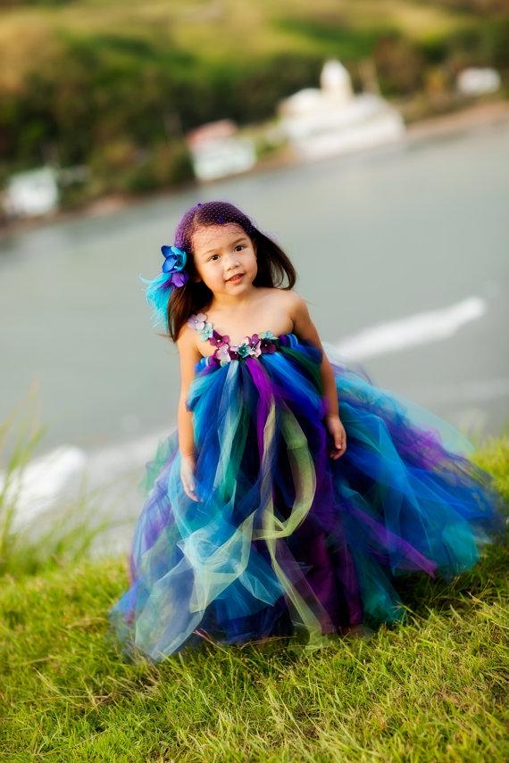 زفاف - Tutu Dress--Flower Girl Dress--One shoulder with Flower and Pearl Detailing--Weddings--Birthday--Photo Shoots