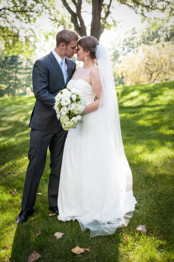 زفاف - Straight floor length Wedding Bridal Veil 72 inches white, ivory or diamond