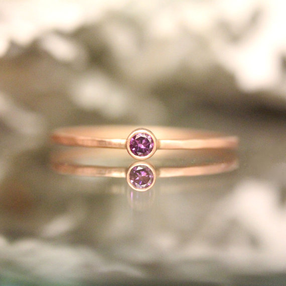 زفاف - Genuine Purple Diamond 14K Rose Gold Ring, Gemstone Ring, Stacking Ring, Engagement Ring, Eco Friendly, Anniversary Ring - Made To Order