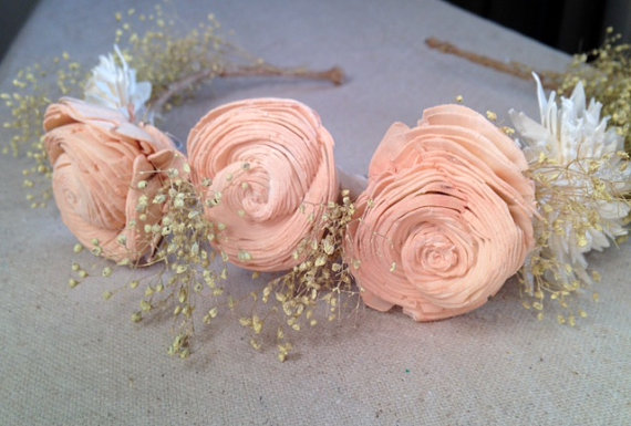 Свадьба - Sola Flower Crown,Rustic wedding crown,hair accessories, flower girl,wedding headpiece