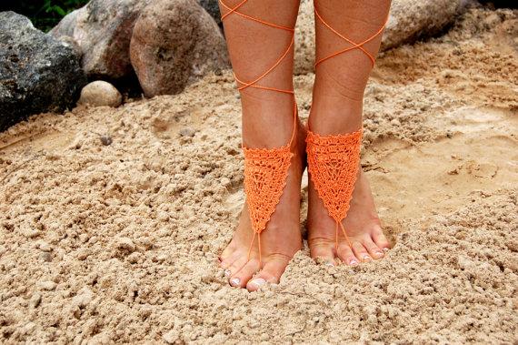 Hochzeit - Crochet Barefoot Sandals, Anklet, Beach Shoes, Wedding Accessories, Nude Shoes, Yoga socks, Foot Jewelry