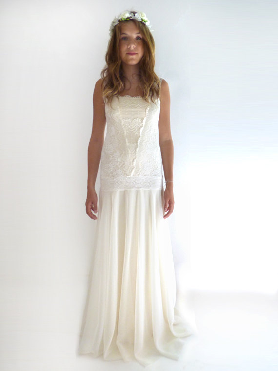 Mariage - lace wedding dress-wedding dress /lace fishtail wedding dress/ mermaid style wedding dress custom size : GRACE Lace Flapper Dress