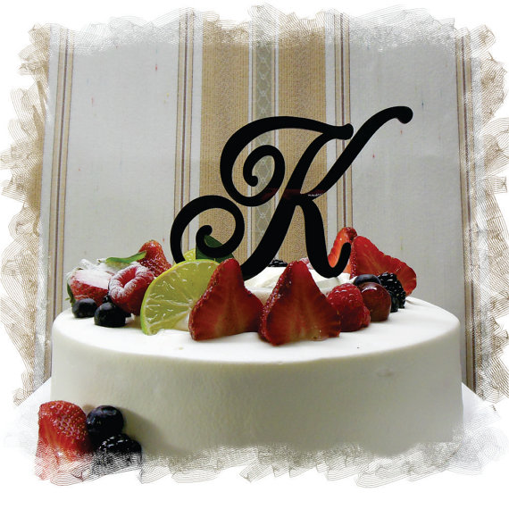 Mariage - Monogram Wedding Cake Topper - 5"or 6" Beautiful Single Monogram letter Cake Topper ( Special Custom Made Initial Wedding Topper )