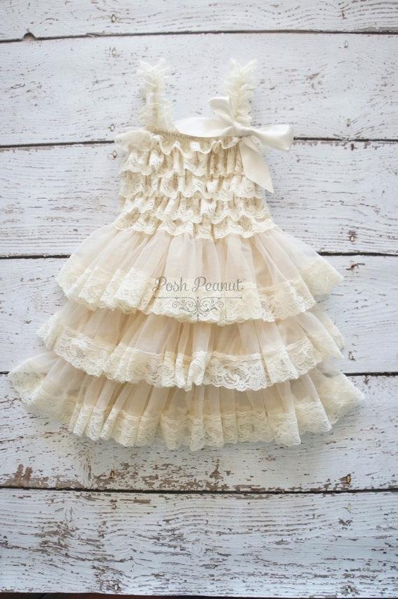 Wedding - Flower Girl Dress  - girl dress - ivory Flower Girl Dress - Christening dress - Baby Dress - Rustic - Chiffon Flower girl Dress - Baby