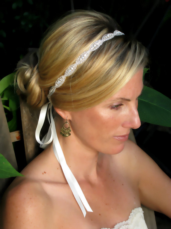 Hochzeit - Caitline  Rhinestone bridal headband, wedding headband, wedding hair accessories, crystal headband