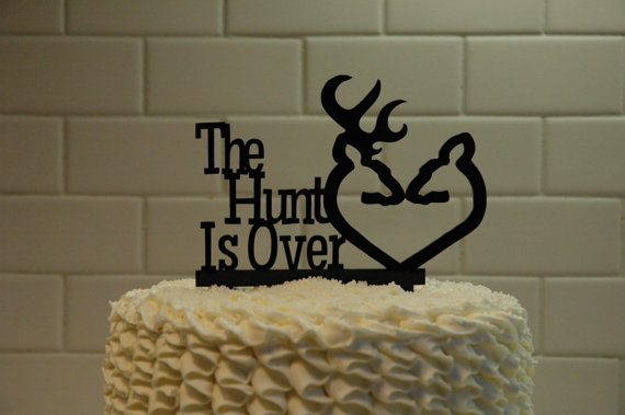 Hochzeit - Deer Wedding Cake Topper - The Hunt is Over - grooms cake  - shabby chic- redneck - cowboy - outdoor - western - rustic
