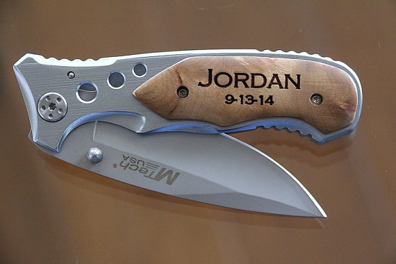 Mariage - 6 Groomsmen Knives, Personalized Wood Handle Pocket Knife, Hunting Knives, Groomsman Gift, Ring Bearer Gift, Usher Gifts, Groom Gift