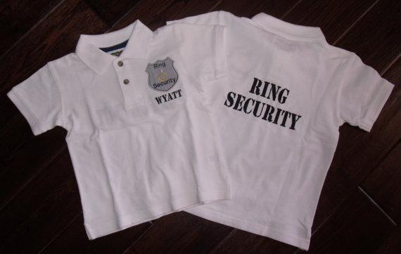 Свадьба - Boutique Ring or Crown Bearer Security Wedding Polo Shirt with name.  Sizes 12M to 14 Youth Short Sleeves