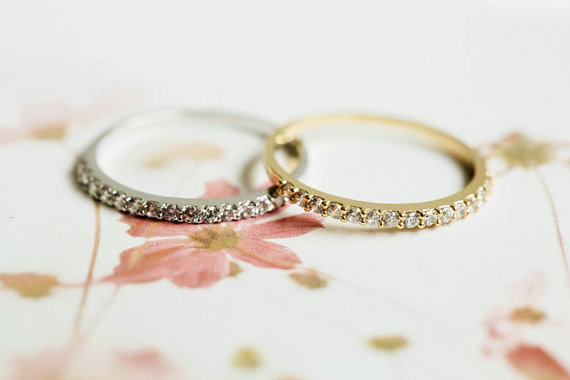 Wedding - Elegant half line cz engagement ring,Jewelry,Ring,stackable ring,bridal ring,wedding ring,bridesmaid ring,stack ring,stacking ring,,SKD64