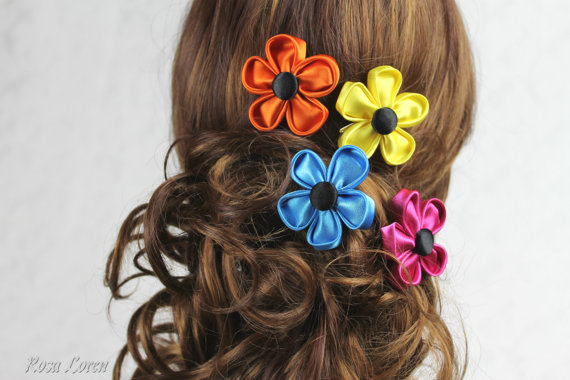 Wedding - Colourful Daisy Flower Hair Clips, Daisy Wedding Hair Accessories, Flower Hair Accessory, Daisy Hairclips