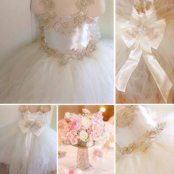 زفاف - EDITA GOWN - Flower Girl Dress - Lace Dress - Girls Lace Dress - Big Bow Dress - Wedding Dress by Isabella Couture