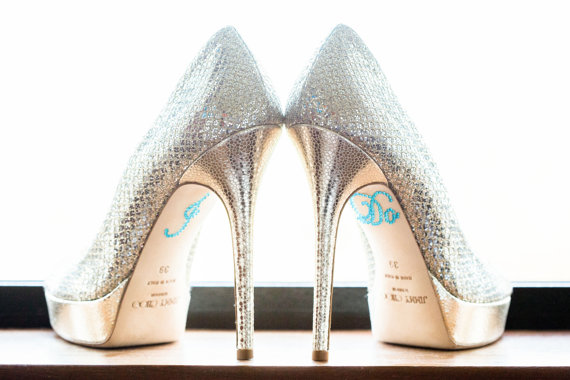 Hochzeit - BLUE "I Do" Wedding Shoe Rhinestone Applique