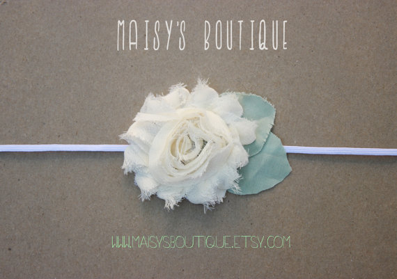 Свадьба - 75% Off Ivory Shabby Flower Headband/ Newborn Headband/ Baby Headband/ Flower Girl/ Wedding/ Photo Prop