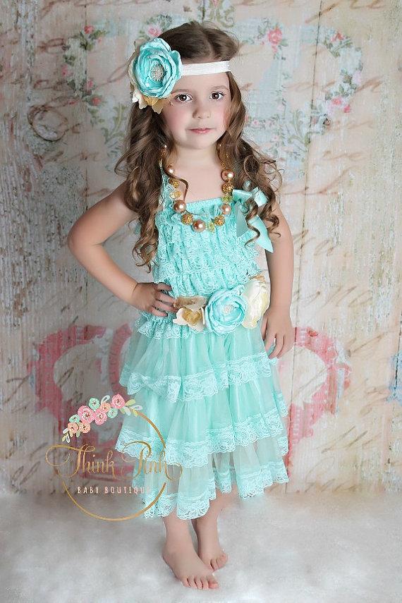 Hochzeit - Tiffany blue Flower girl dress,Flower girl dresses ,  whiteBaby lace dress, 1st birthday dress outfit,tiered ruffle dress, Baby dress.