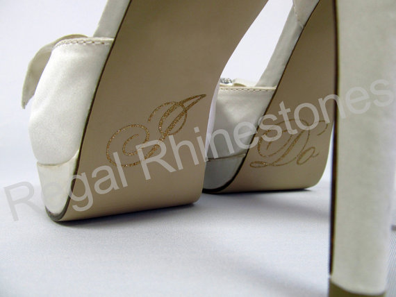 Wedding - Hologram I Do Shoe Stickers - GOLD Glitter I Do Applique for Shoes - Wedding Shoe Stickers - I Do Decals