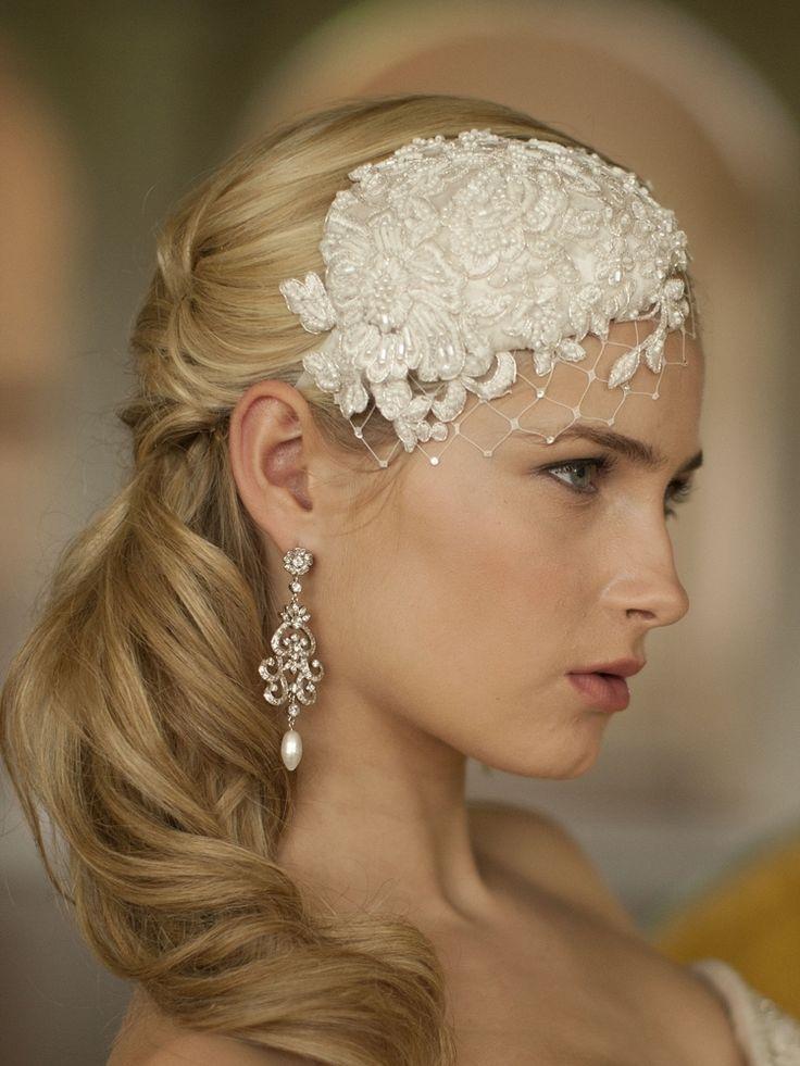 Свадьба - Mariell Lace And Silk Bridal Cocktail Hat With Netting 3912H