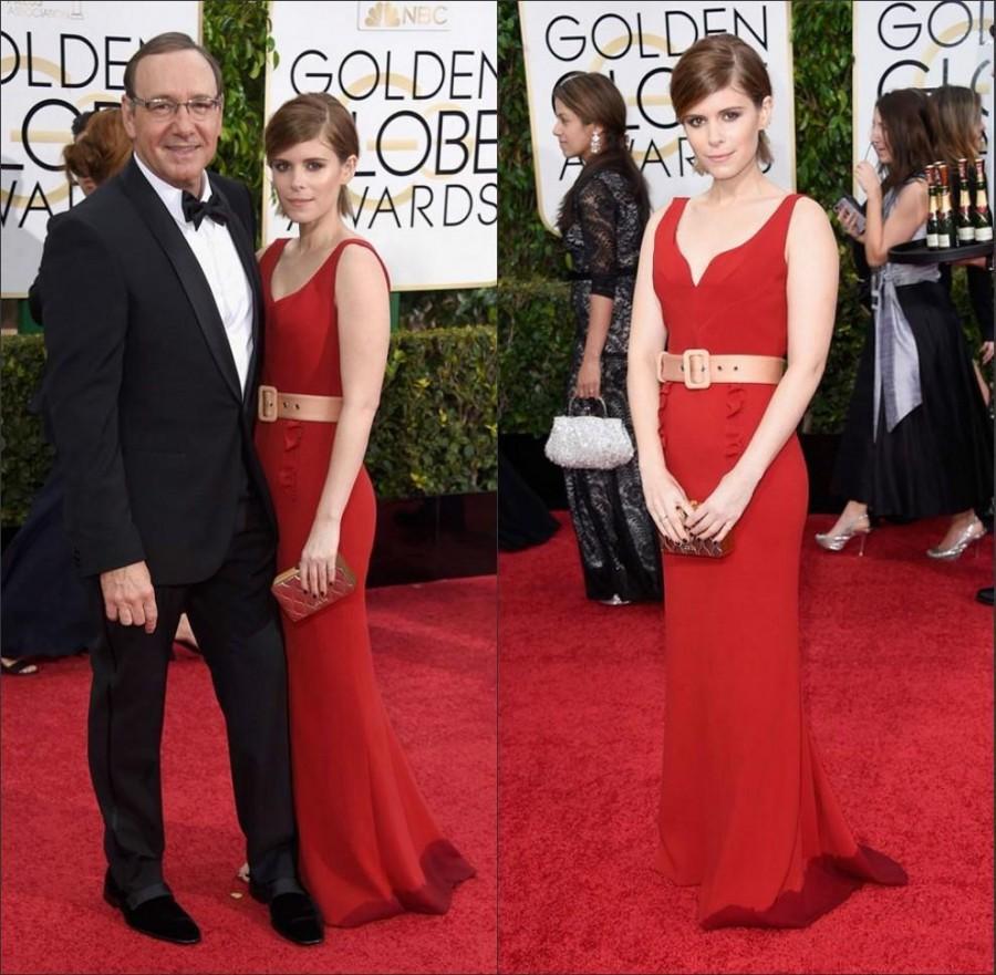 زفاف - The 72th Golden Globe Awards Kate Mara Evening Dresses Cheap Red Carpet Celebrity Dresses Sash V-neck Floor Length Sheath Zipper 2015 Hot, $96.76 
