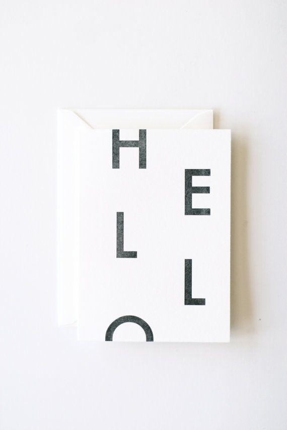 Свадьба - Hello- Letterpress Printed Note Card
