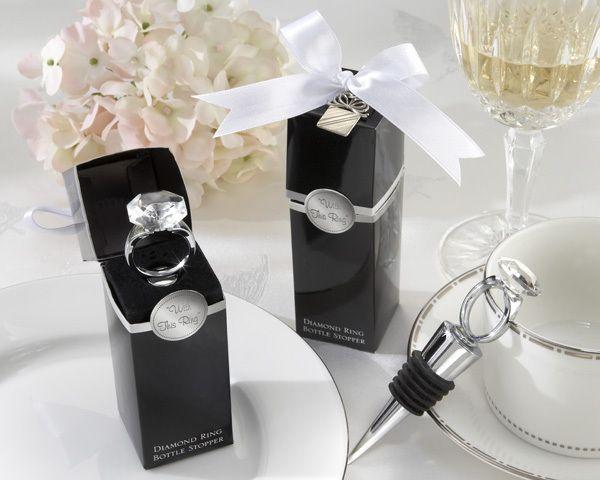 Hochzeit - "With This Ring" Chrome Diamond-Ring Bottle Stopper
